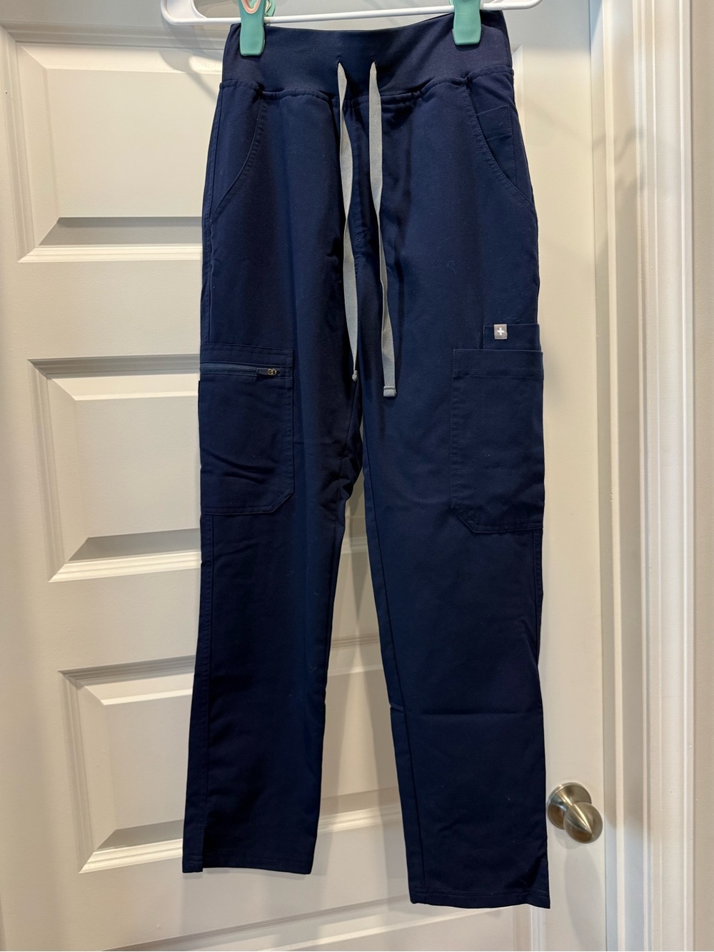 Figs Women's Navy Cargo Scrub Pants with Drawstring